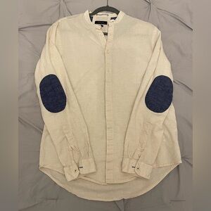 Zara Man Linen Shirt with Elbow Patches- Cream